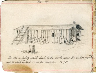 Werkstatt auf dem Gelände der Schwestern der Vorsehung von Saint Mary-of-the-Woods, Indiana im Jahr 1870